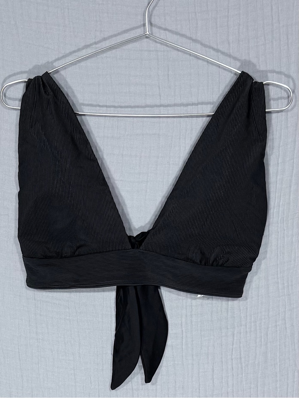 🖤 Abercrombie & Fitch | Black Ribbed V-Neck Swim Top with Tie | XL